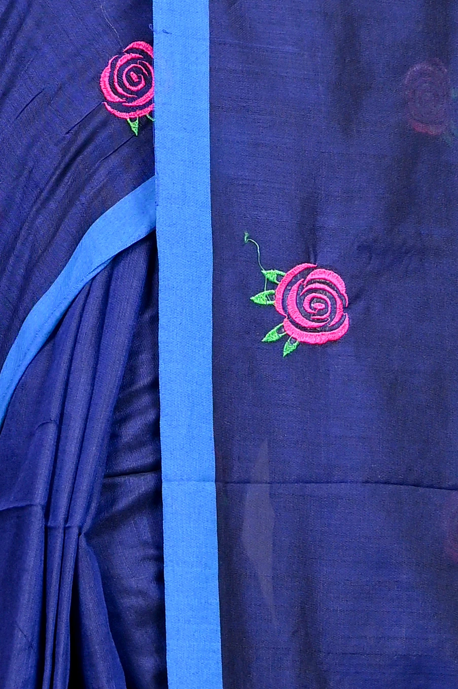 Naby Blue Pure Cotton Parag Embroidery Handloom saree (212)